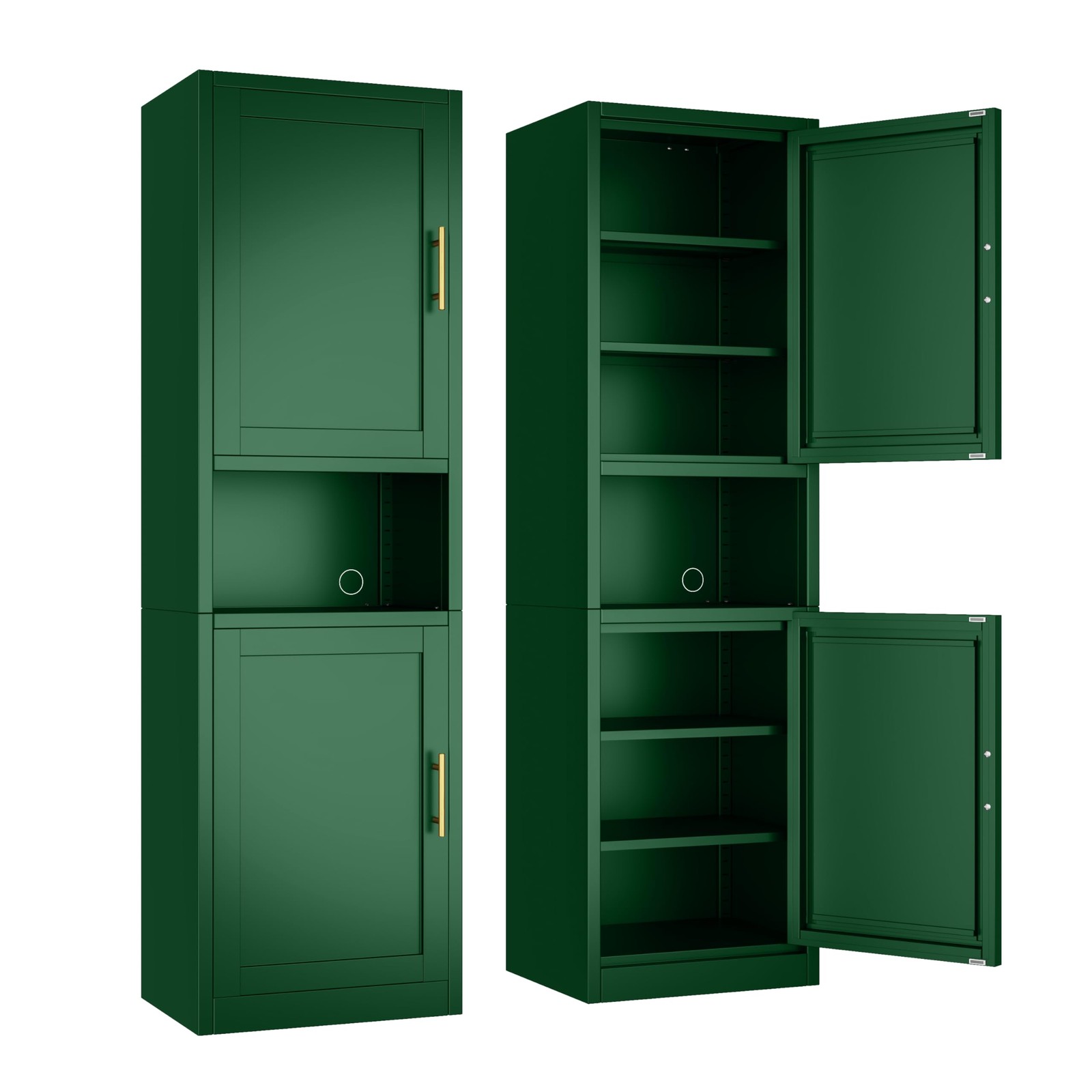 66.93″ H Tall Narrow Metal Storage Cabinet 4 Adjustable Shelves Green 20″ Wide