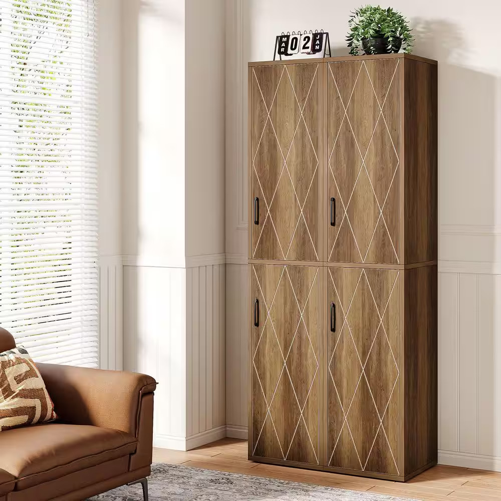 Alan Brown 76 In. Tall Accent Cabinet Office Storage Cabinet with 2-Doors and 6