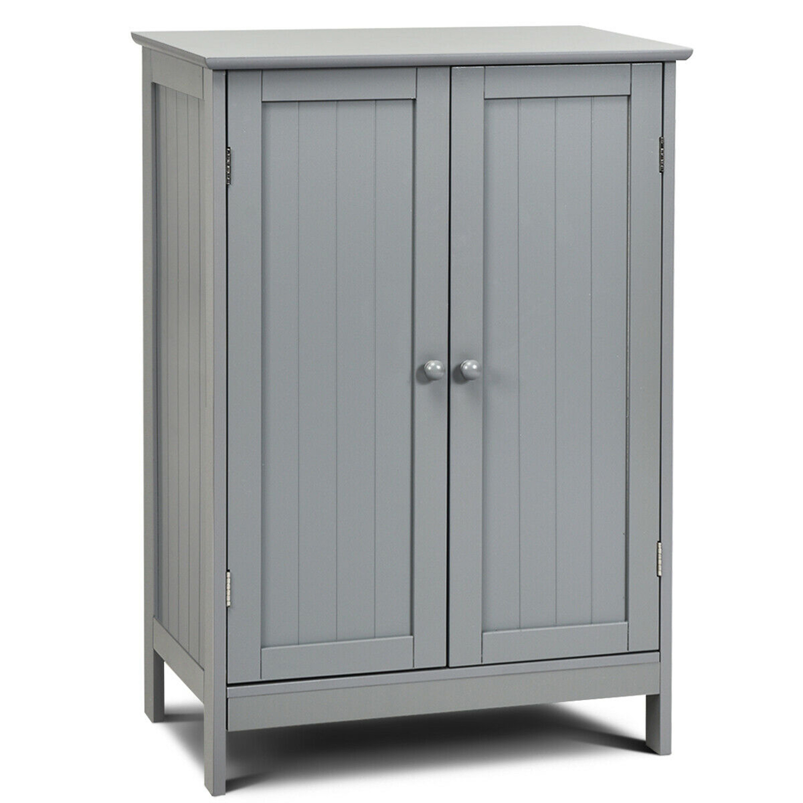 Bathroom Floor Storage Cabinet Double Door Kitchen Cupboard Shoe Cabinet Grey