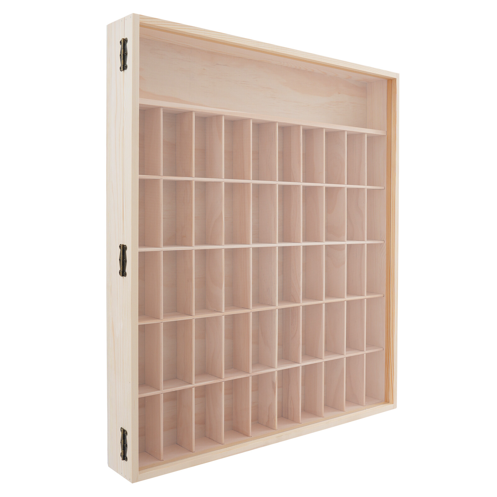 Wooden Wall Mount Display Cabinet With Acrylic Door 50 Slots For Action Figures