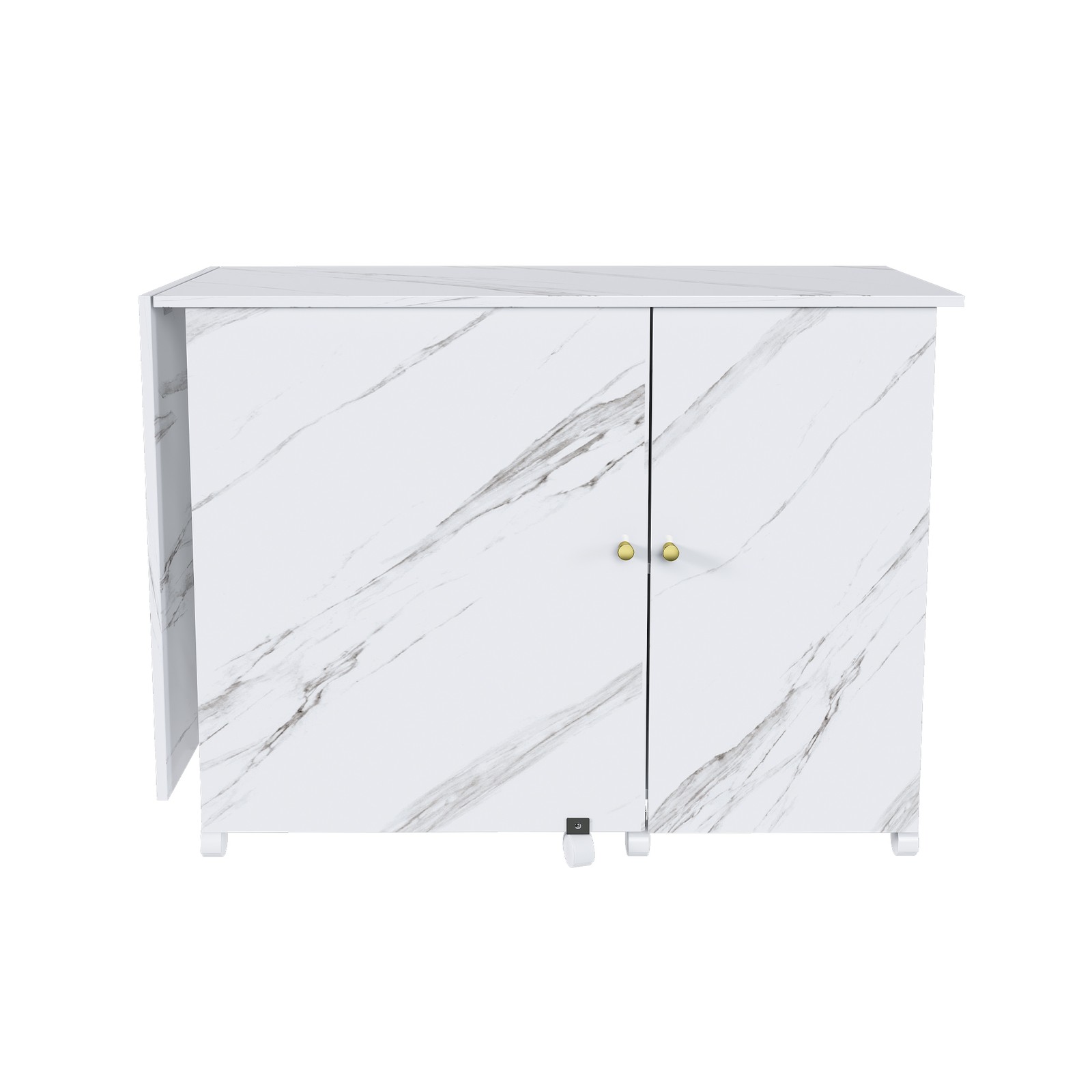 Foldable Sewing Machine Table,Adjustable Sewing Storage Cabinet with Shelves