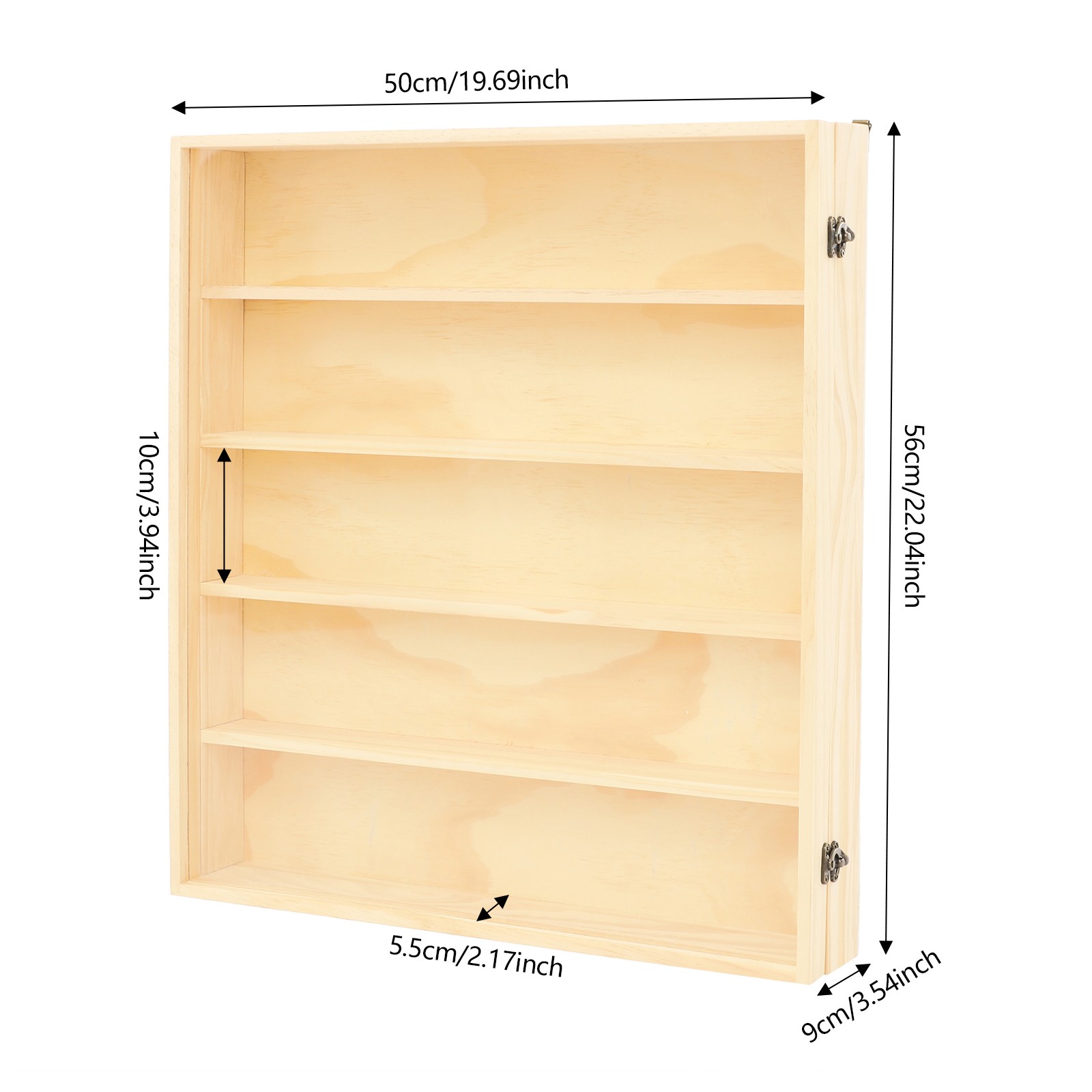 50*9*56cm Toy Display Case, 5 Tiers Wooden Display Cabinet, Wall-Mounted Cabinet