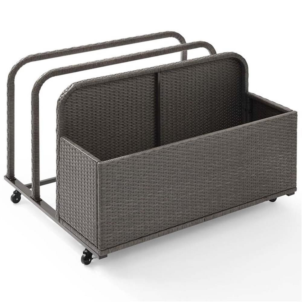 Crosley Furniture Palm Harbor Coastal Wicker / Rattan Patio Float Caddy in Gray
