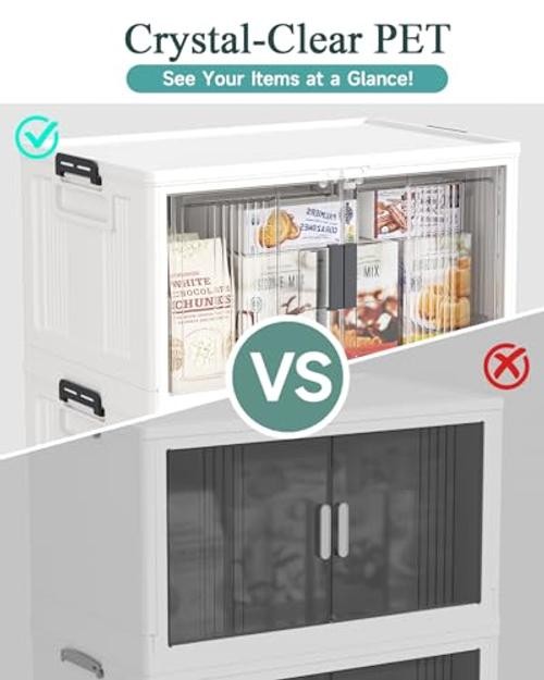 97QT Stackable Lockable Storage Bins with Lids – Folding Cabinet with Doors &