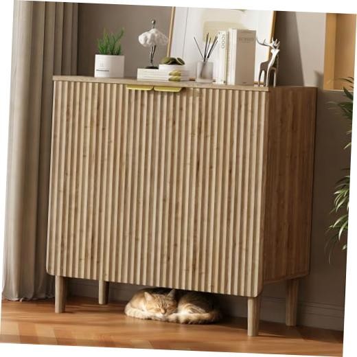 Wooden Storage Cabinets with 3-Level Adjustable Shelves 15″Dx31.5″Wx31″H Natural