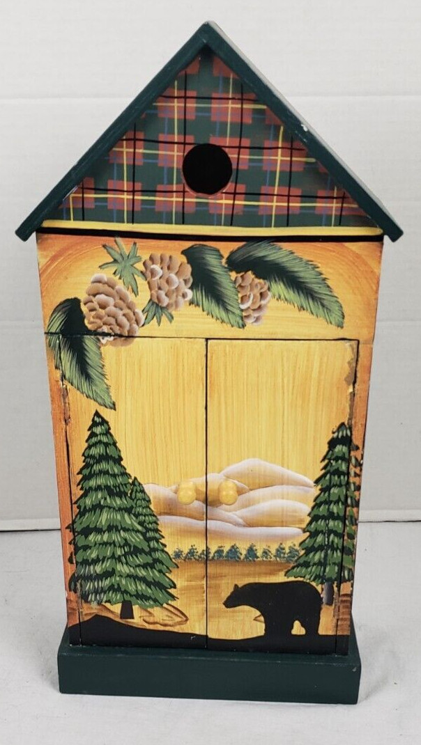 Vintage Hand Painted Wood Storage Cabinet w/Shelves 19″ Tall x 10″