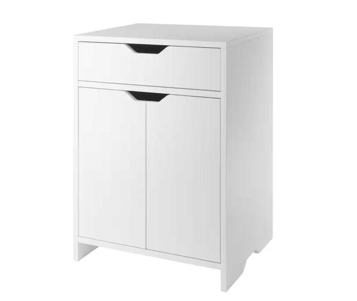 WINSOME WOOD Storage Cabinet White Composite 1-Drawer 2-Shelf Cut-Out Handles