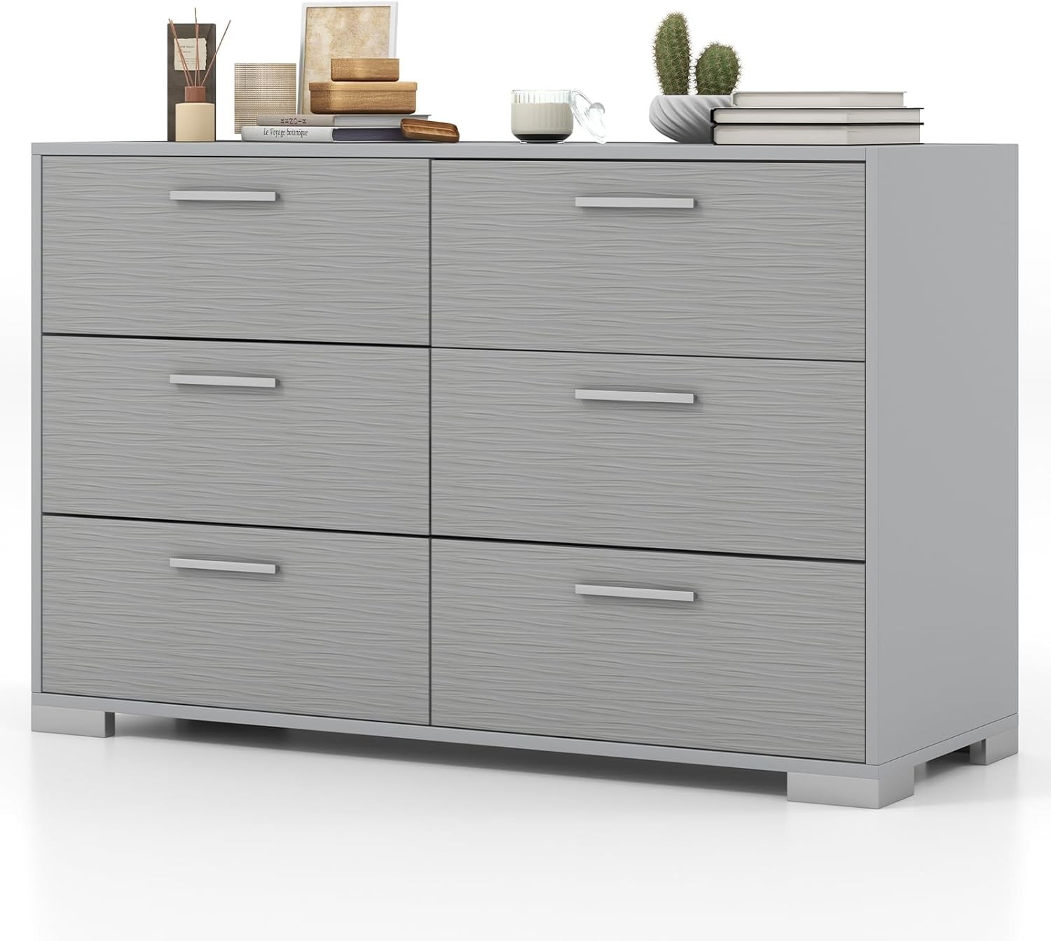 Storage Cabinet with 6 Drawers Metal Legs & Handles Anti-Toppling Devices Wide