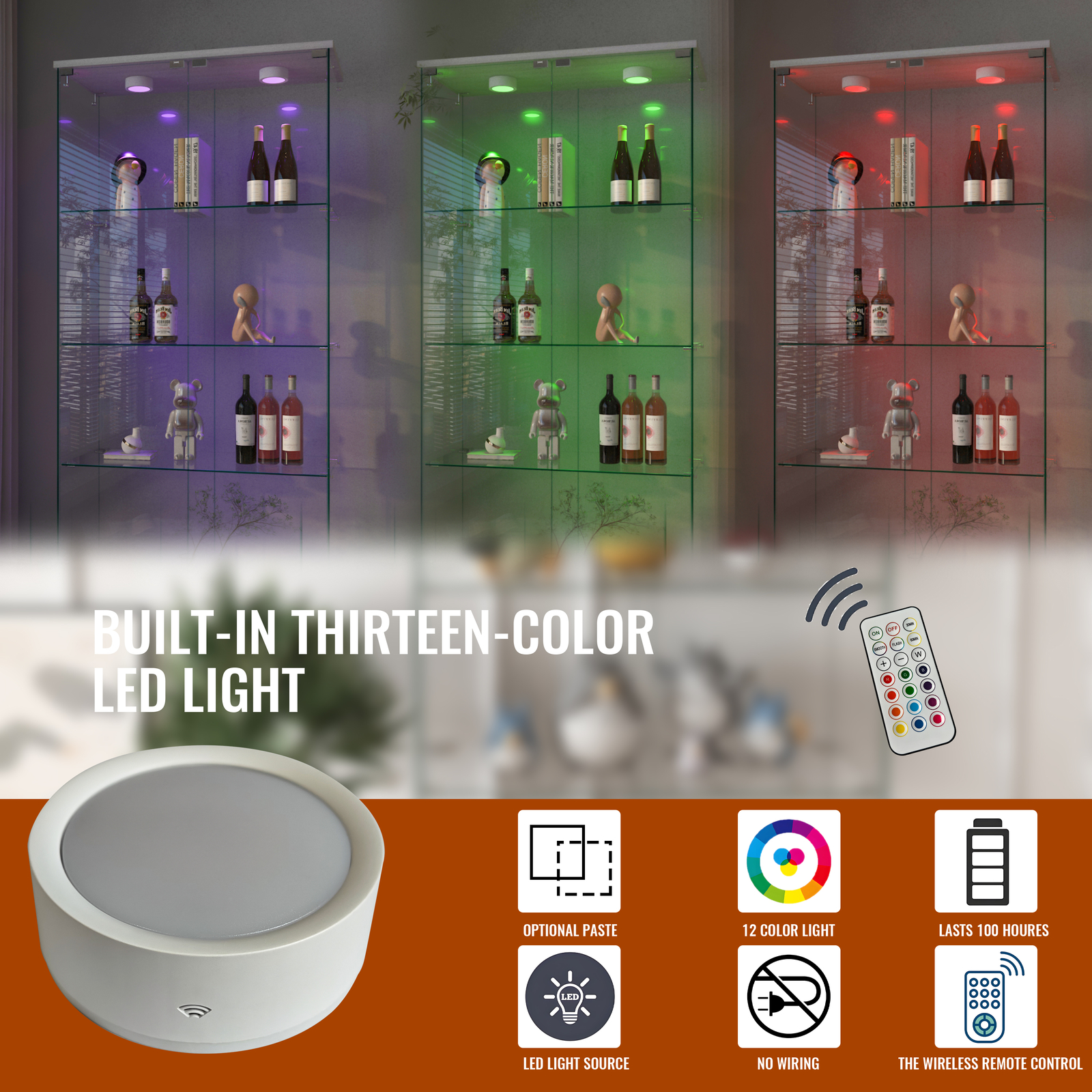 Glass Display Cabinet with LED Lights Modern Collectibles Toy Organizers Rack