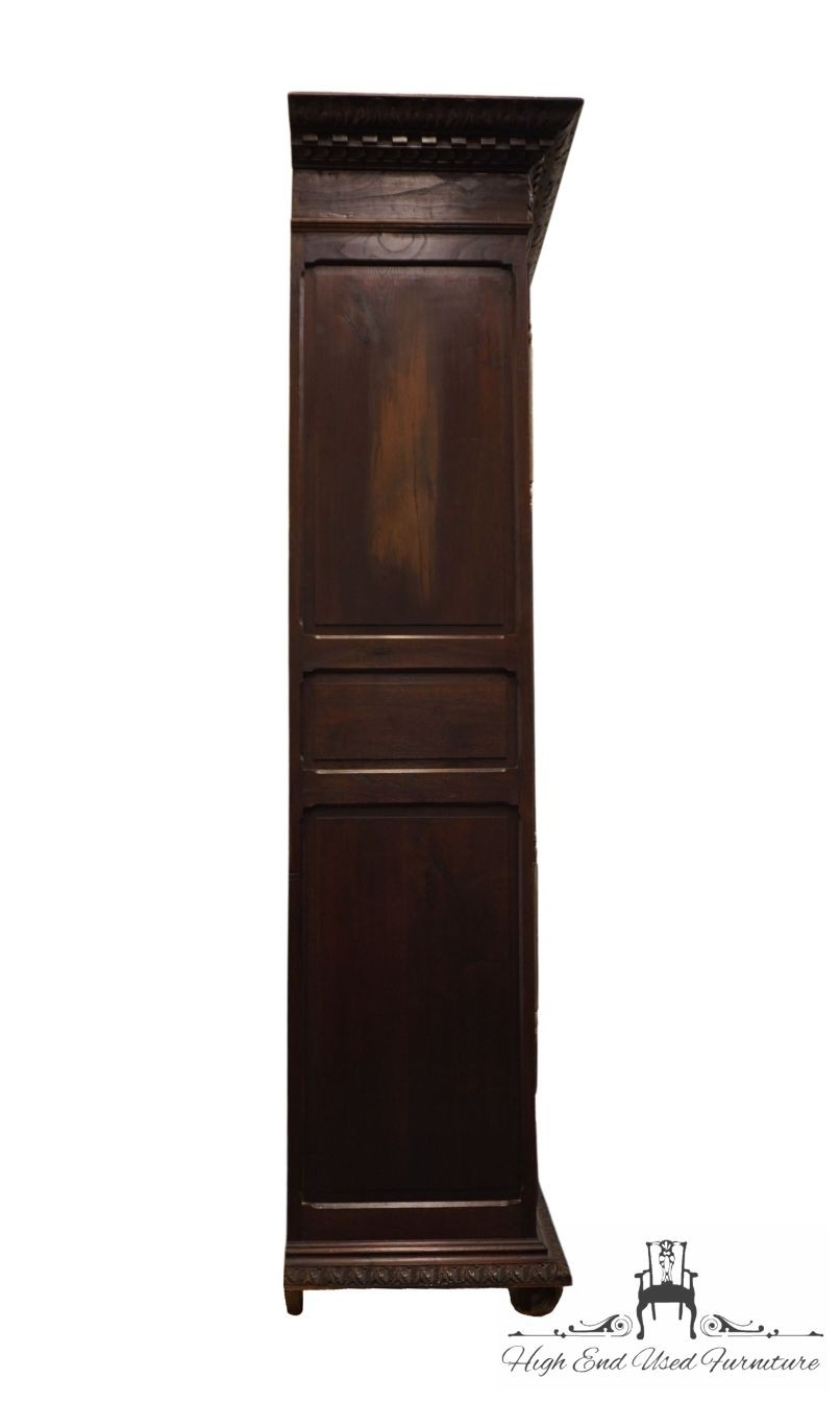 VINTAGE ANTIQUE English Walnut La Baule Escoublac Gothic Jacobean 49″ Mirrore…