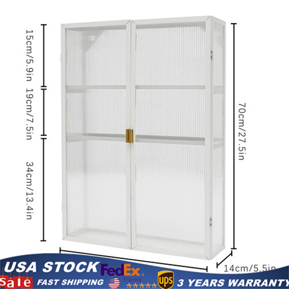 Retro Cabinet White Wall-Mounted Metal Storage Cabinet with Detachable Shelves