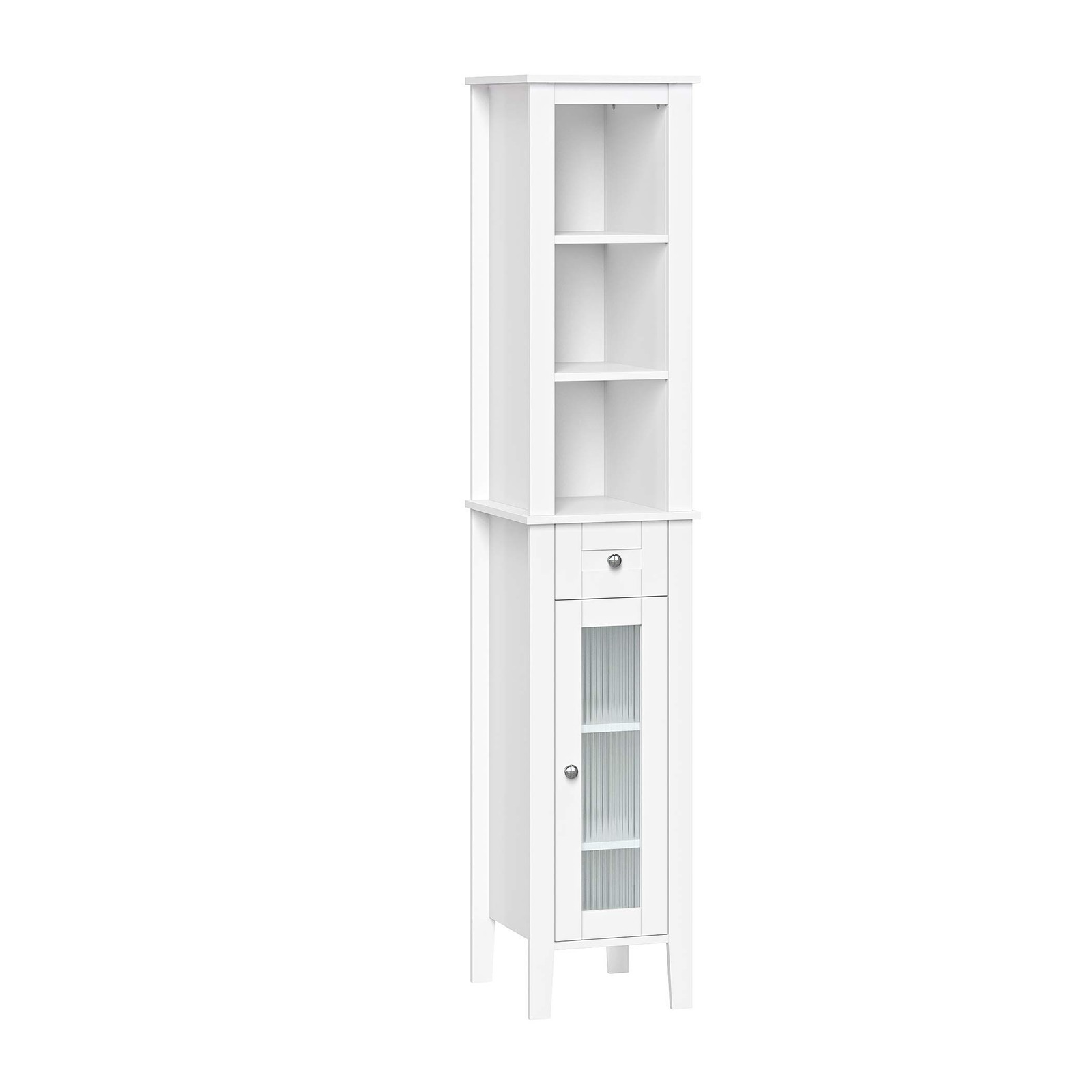 RiverRidge Prescott Tall Slim Bathroom Linen Storage Cabinet, White
