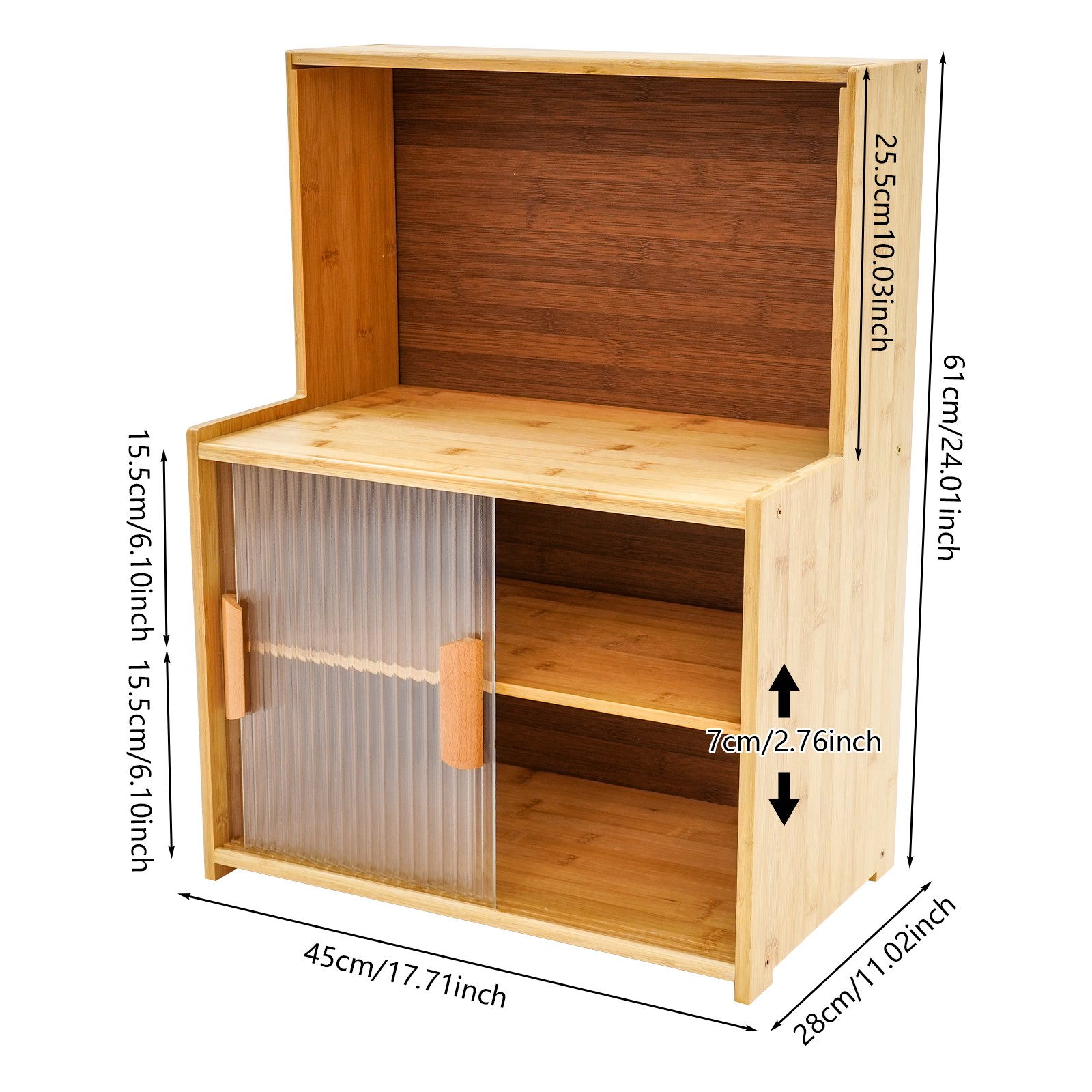 Log Color Kitchen Storage Cabinet W/sliding Doors Adjustable Tier Height Durable