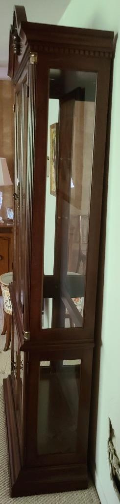 Fabulous Lighted Wood and Glass China Vitrine Cabinet – VGC – GORGEOUS FINISH