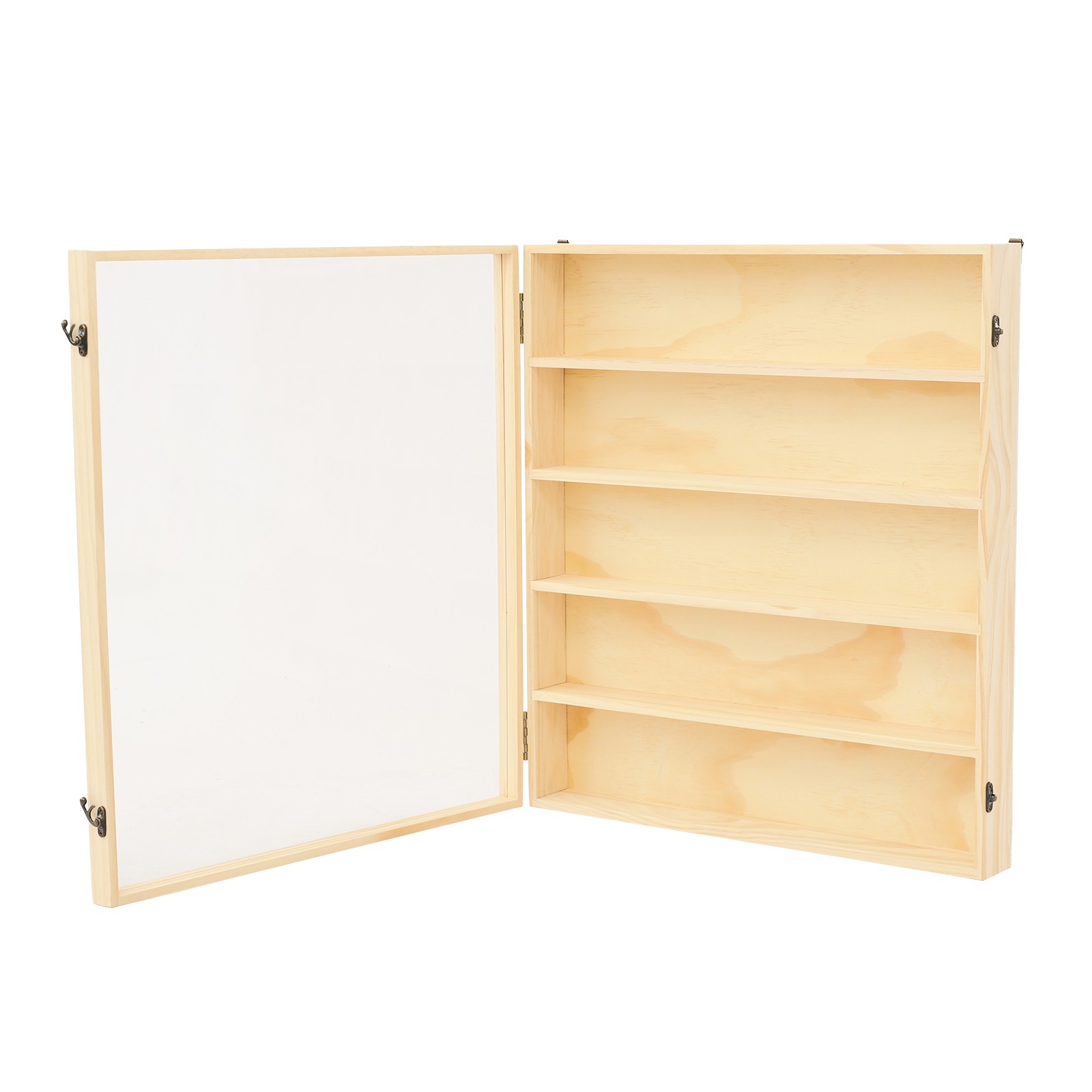 50*9*56cm Toy Display Case, 5 Tiers Wooden Display Cabinet, Wall-Mounted Cabinet