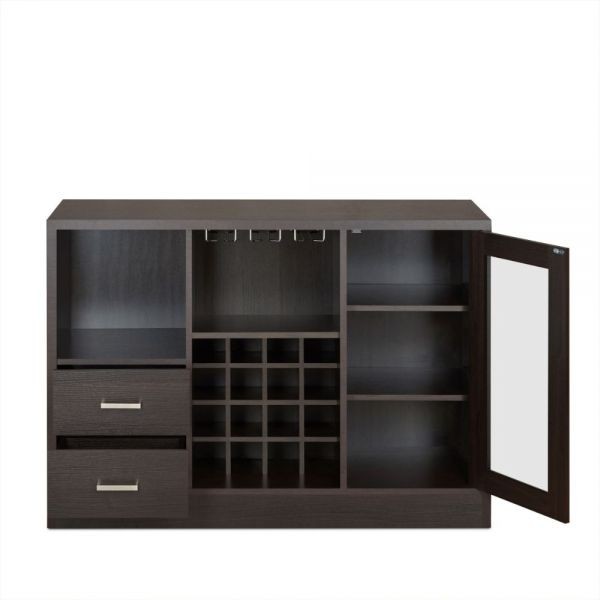 47″ Espresso Solid Wood Frame With Five Shelves And Two Drawers