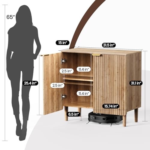 Wooden Storage Cabinets with 3-Level Adjustable Shelves 15″Dx31.5″Wx31″H Natural
