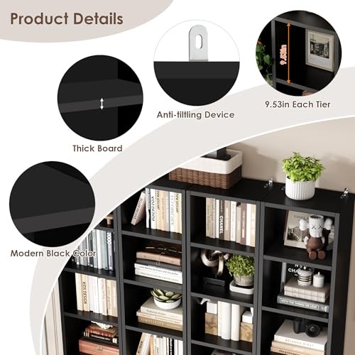 8-Tier Media Tower Rack.6 X 9.3 X 70.9 Inches CD DVD Slim Storage 1 Black