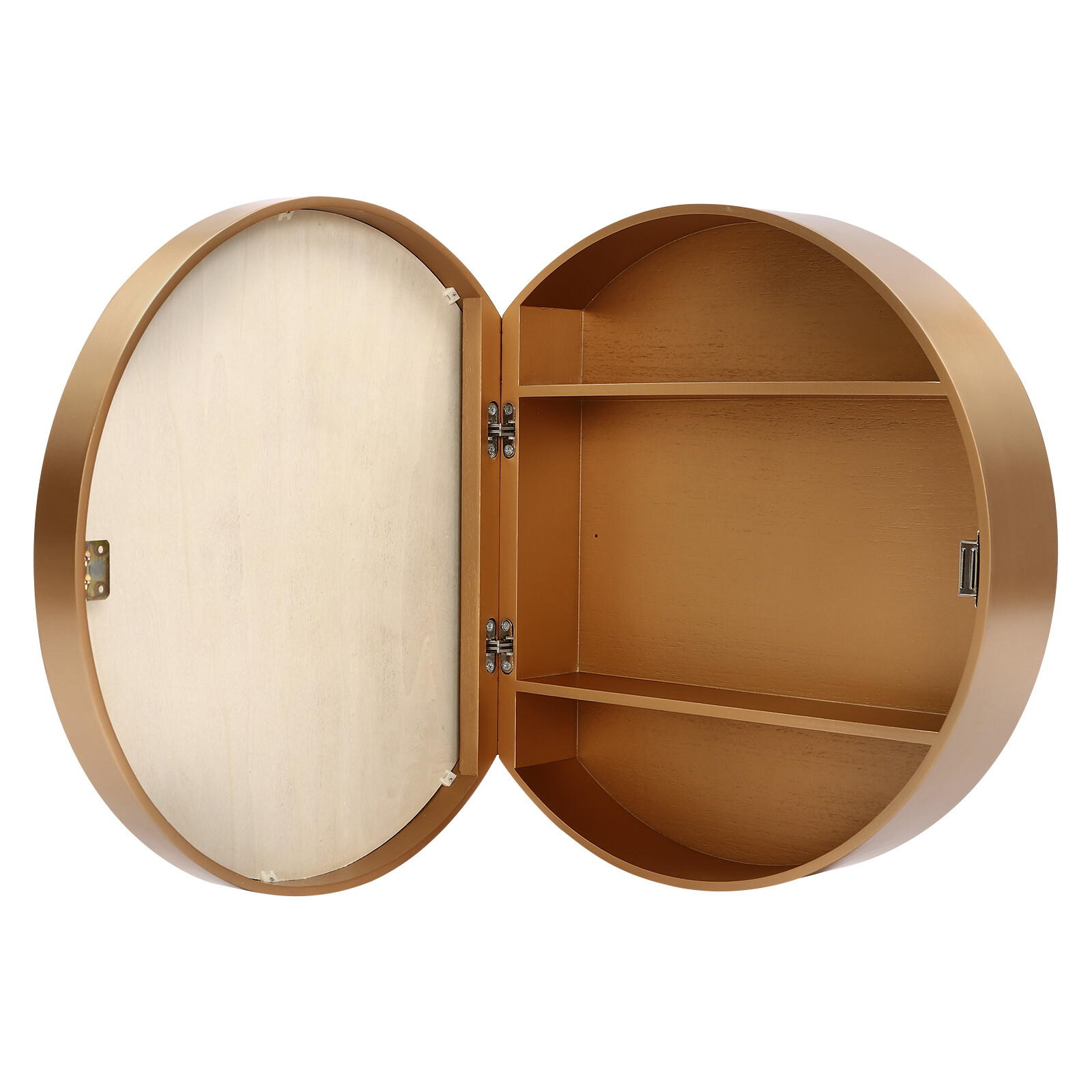 Round Gold Bathroom Mirror Cabinet Wall-mounted Organizer Makeup Mirror Cabinet
