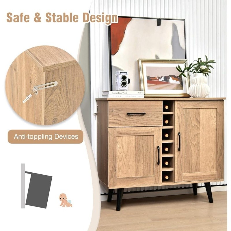 Buffet Cabinet W/ Wine Rack Adjustable Shelves Storage Drawer Home Bar Furniture