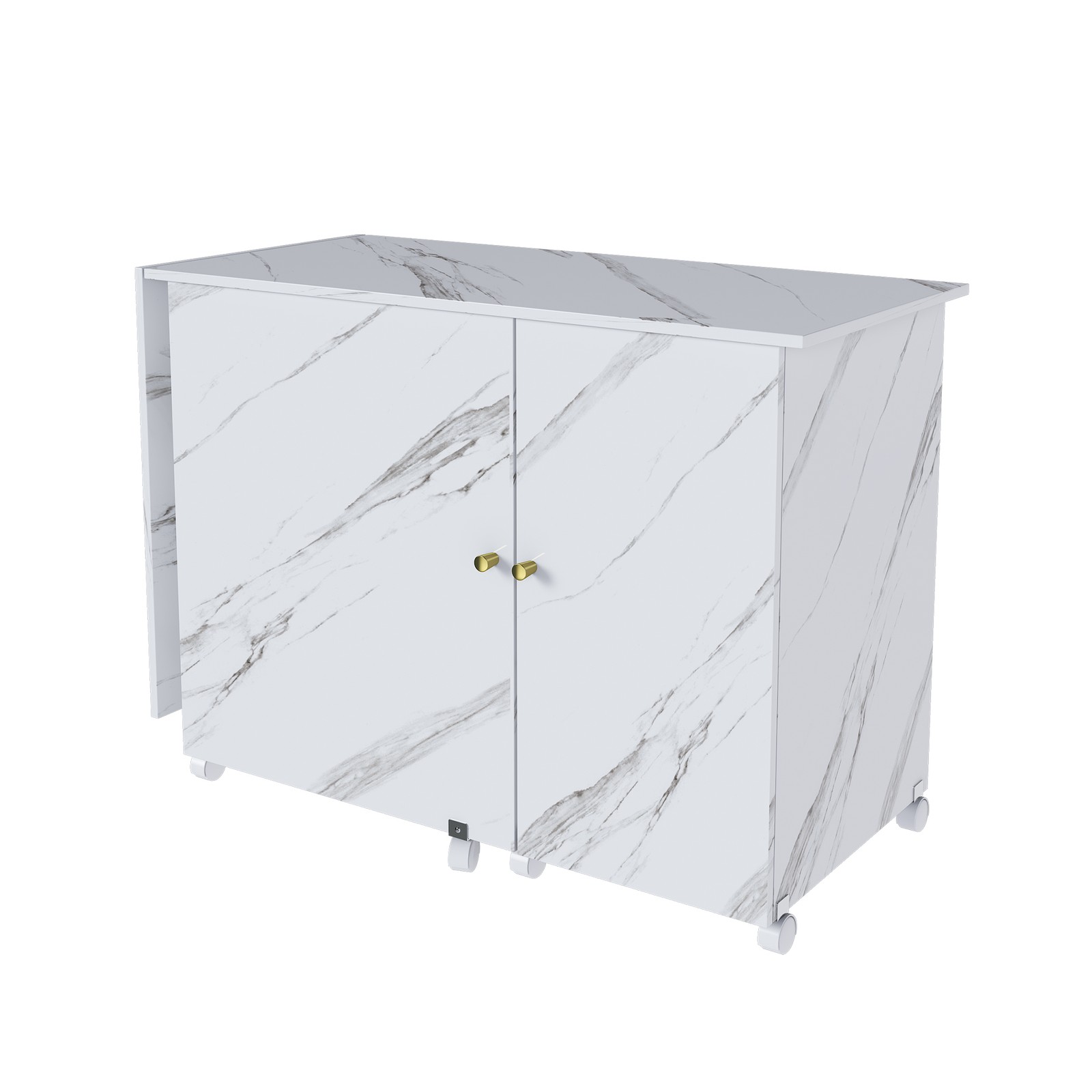 Foldable Sewing Machine Table,Adjustable Sewing Storage Cabinet with Shelves