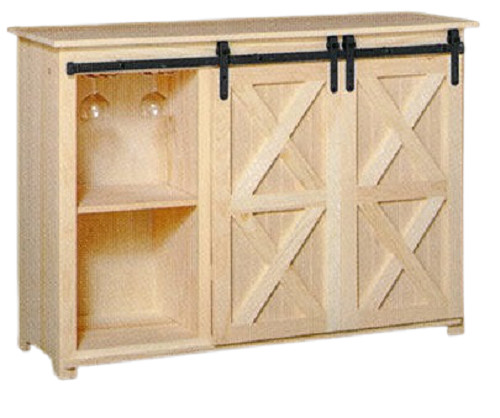 NEW AMISH Unfinished Solid Pine | Wine Cabinet | Barn Door | Modern Farmhouse!