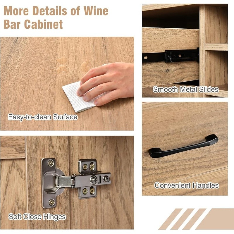 Buffet Cabinet W/ Wine Rack Adjustable Shelves Storage Drawer Home Bar Furniture