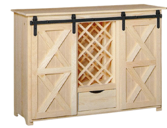 NEW AMISH Unfinished Solid Pine | Wine Cabinet | Barn Door | Modern Farmhouse!