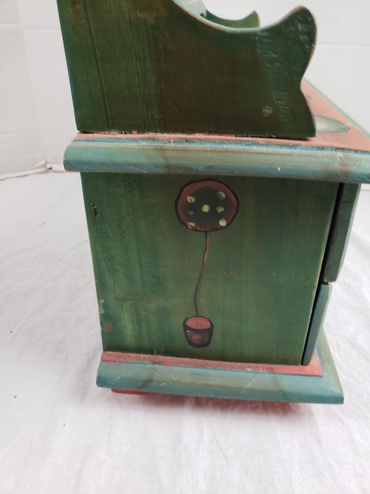 Vintage Hand Painted Apple Hutch 3 Drawers 19″ x 15″ x 7″