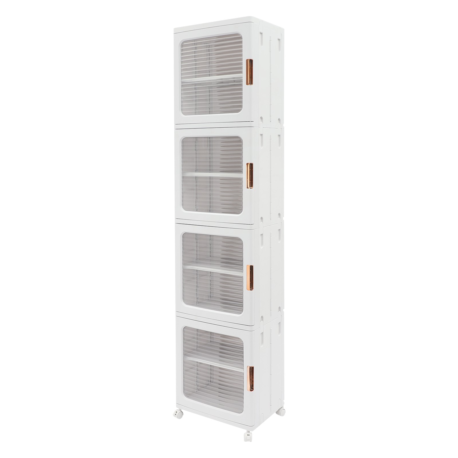 4-Tier Tall Narrow Storage Cabinet Organizer, Slim Bathroom Cabinets with Doors