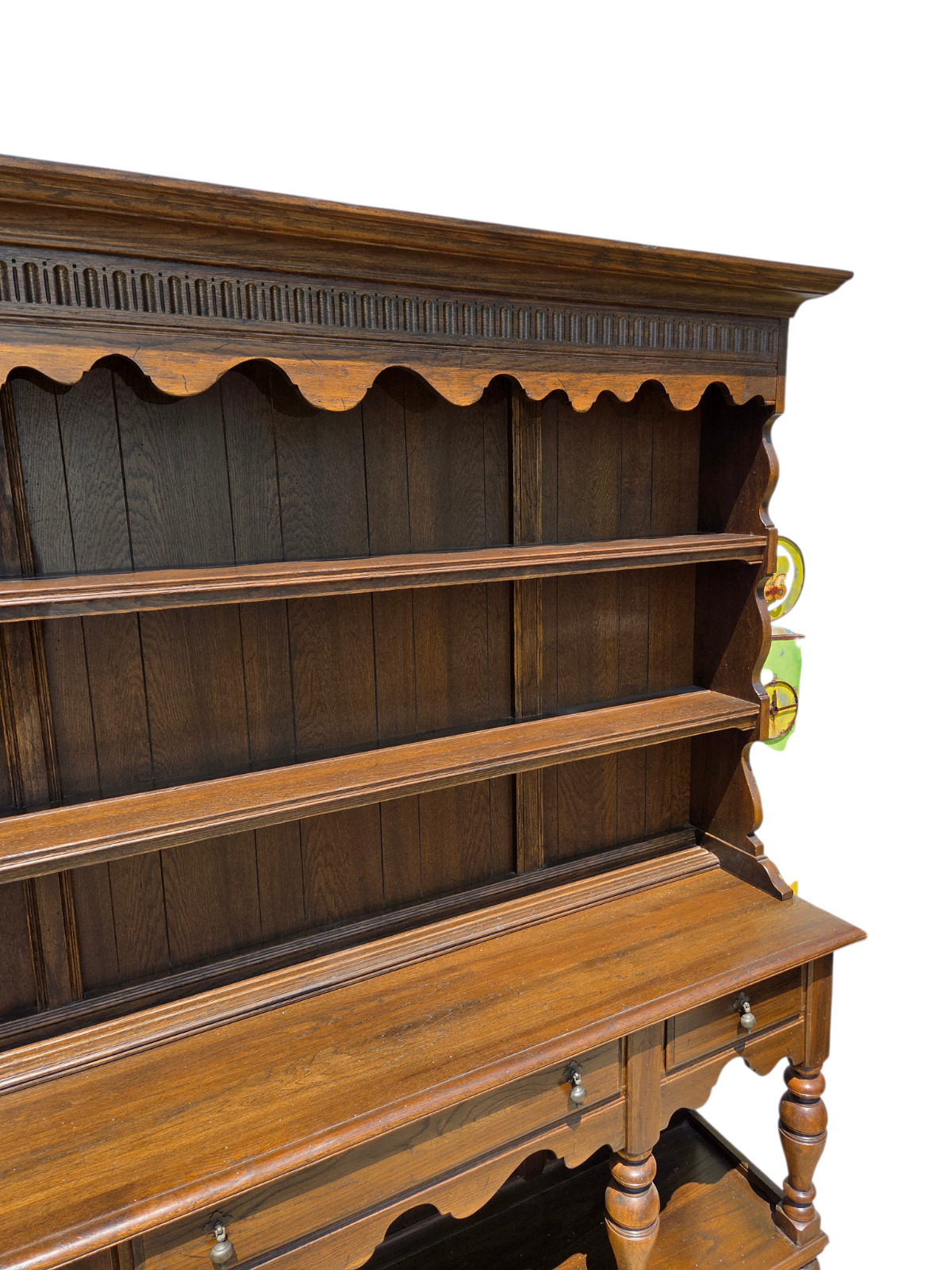 Ethan Allan Charter Oak Jacobean Hutch China Cabinet Display Breakfront Curio