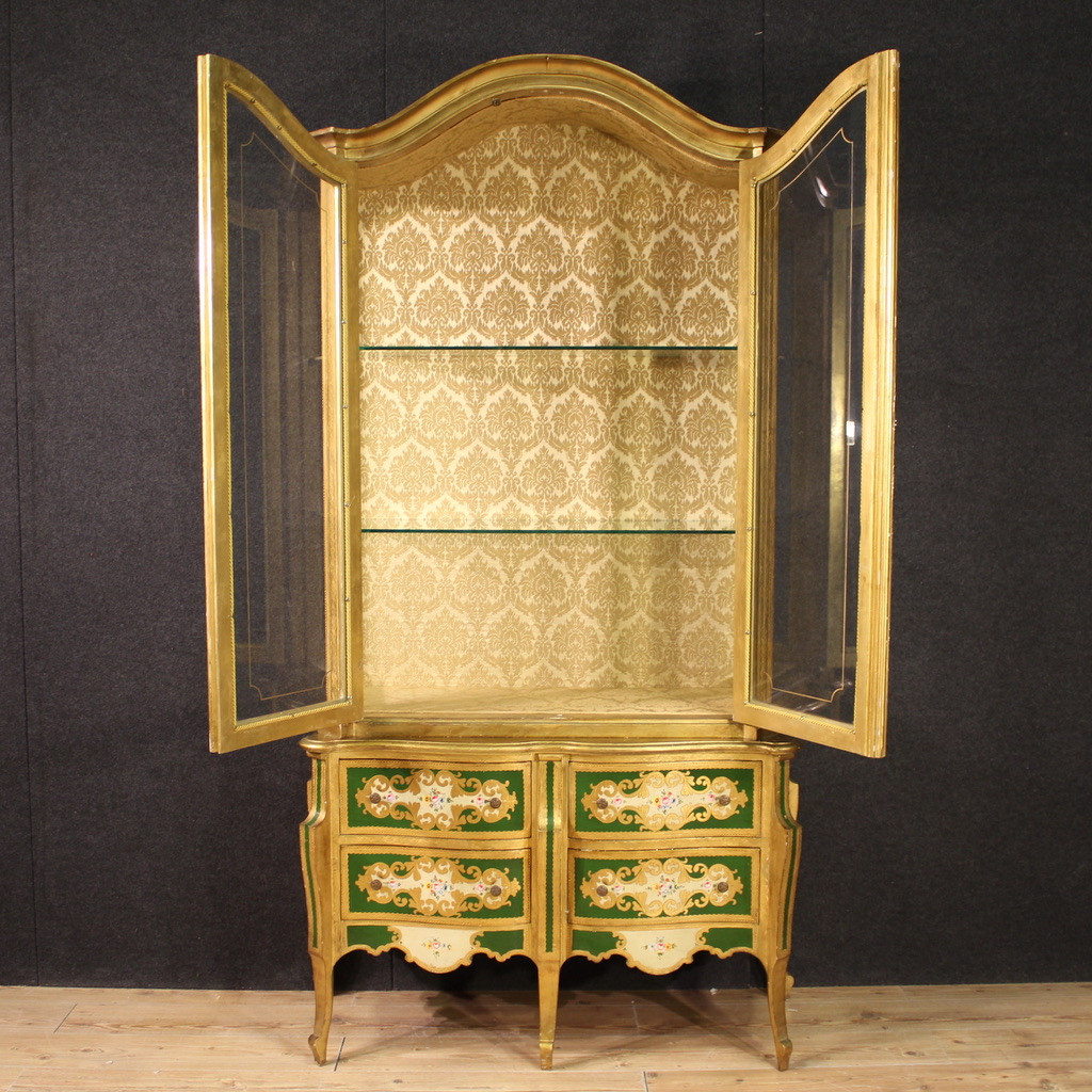 Double body cabinet furniture varnished wood paint library chest of drawers xx century