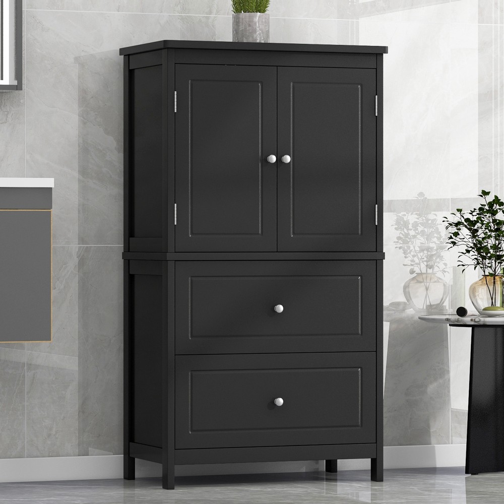 Bathroom Storage Cabinet, Cabinet W Two Doors Drawers Adjustable Shelf