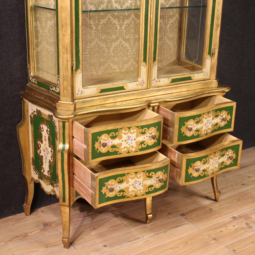 Double body cabinet furniture varnished wood paint library chest of drawers xx century