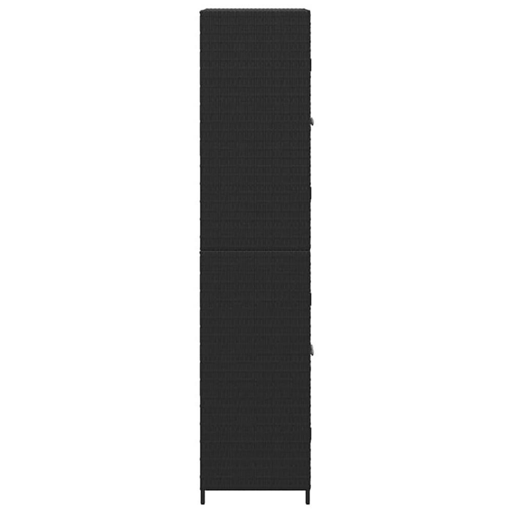 Bowery Hill Contemporary Rattan Garden Storage Cabinet in Black
