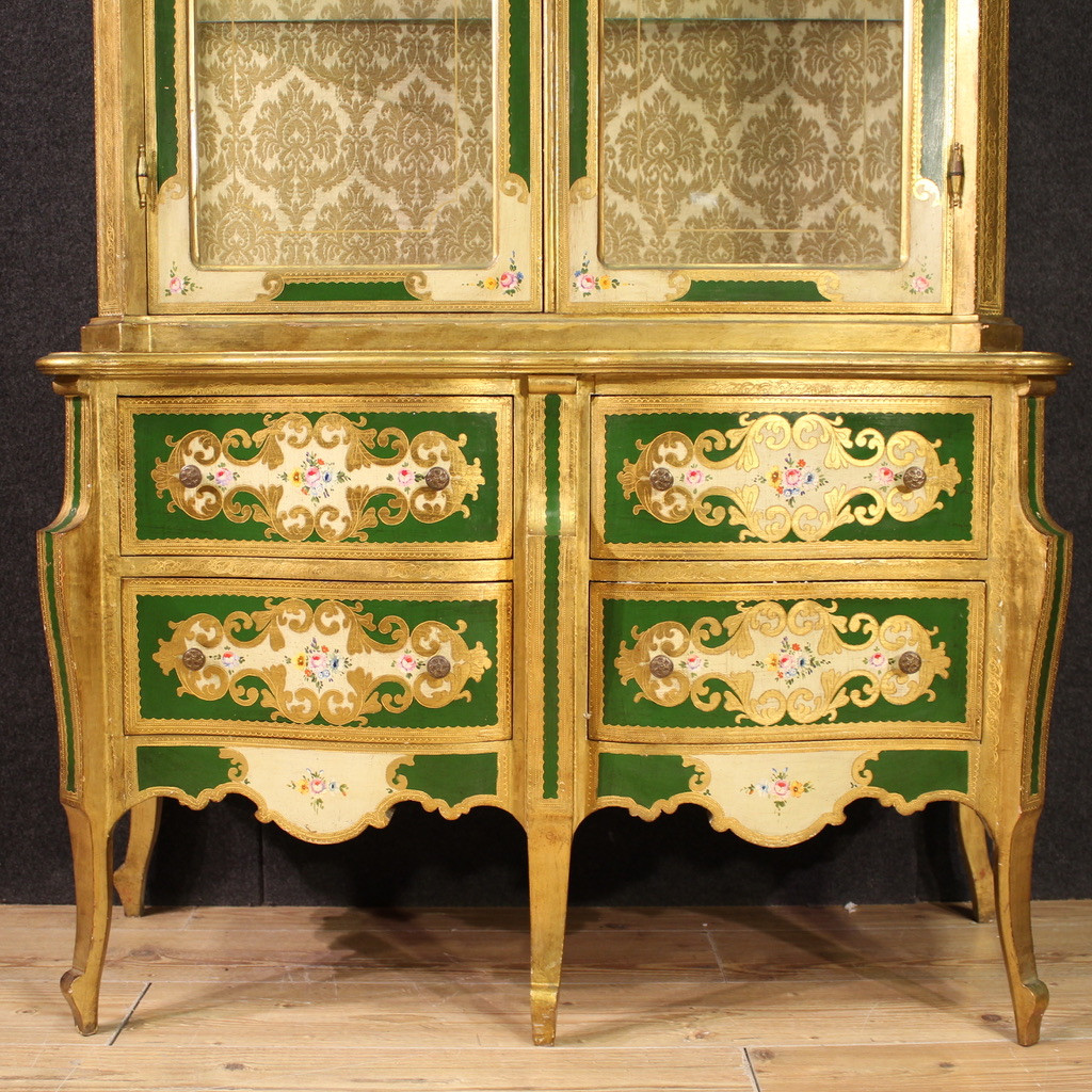 Double body cabinet furniture varnished wood paint library chest of drawers xx century