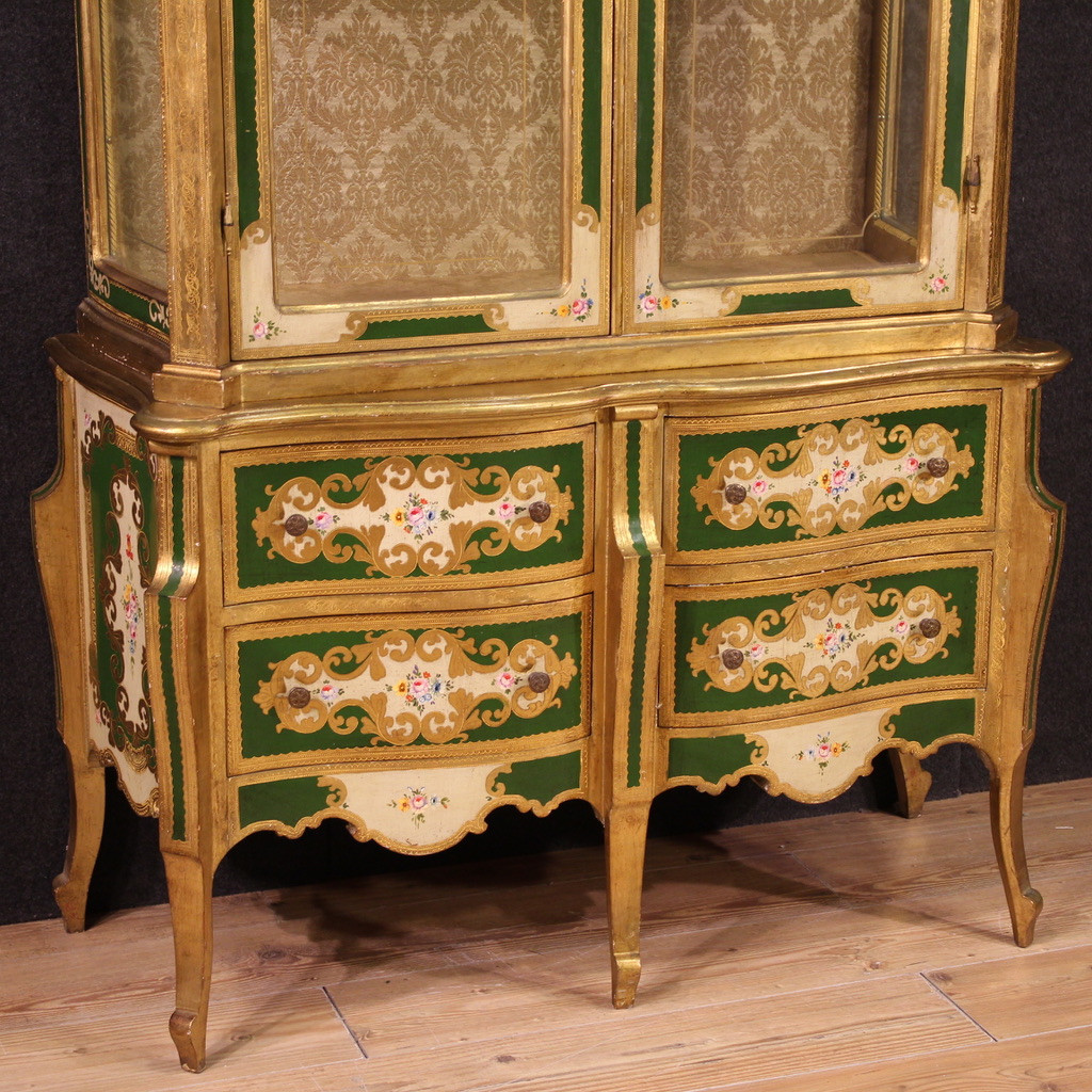 Double body cabinet furniture varnished wood paint library chest of drawers xx century