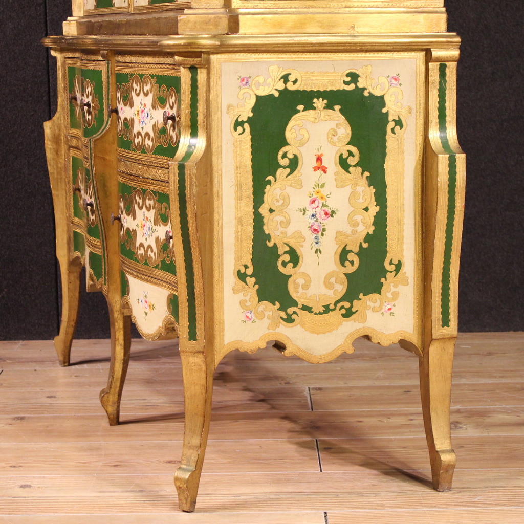 Double body cabinet furniture varnished wood paint library chest of drawers xx century