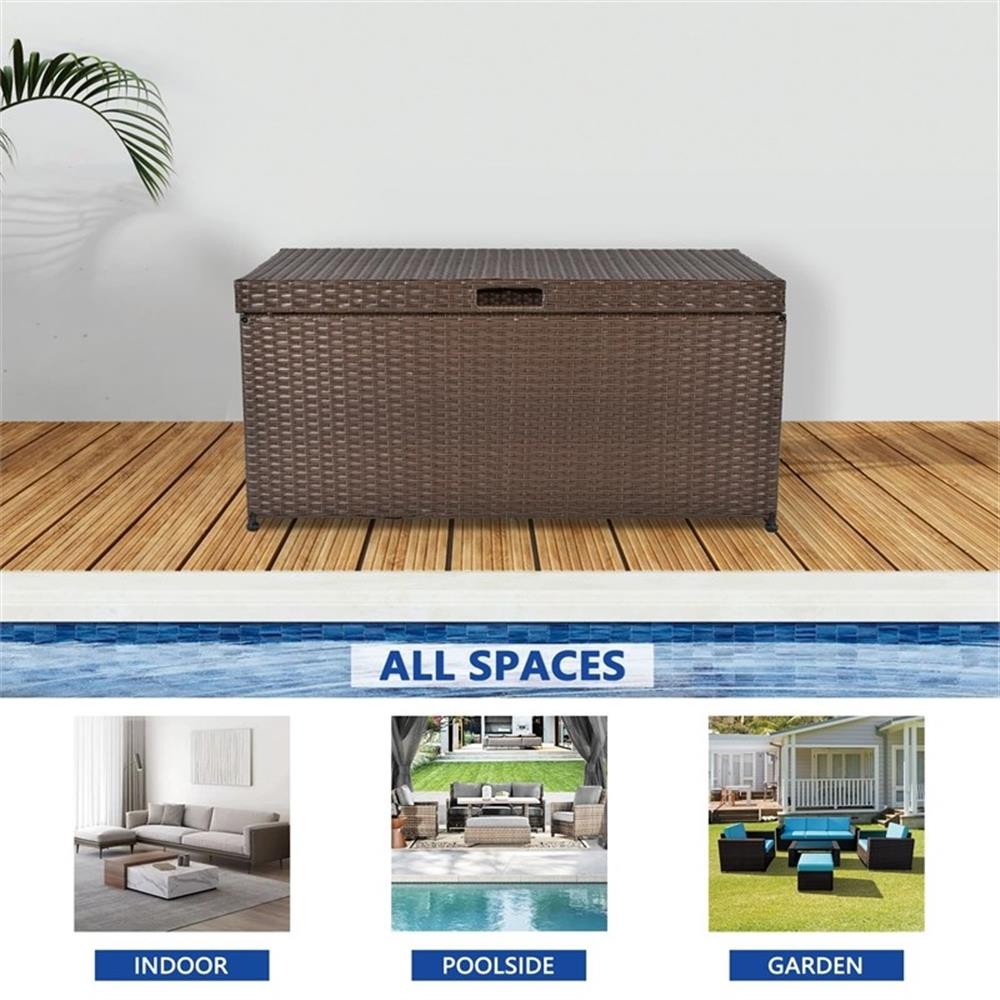 Bowery Hill Contemporary Wicker Patio Storage Deck Box in Espresso