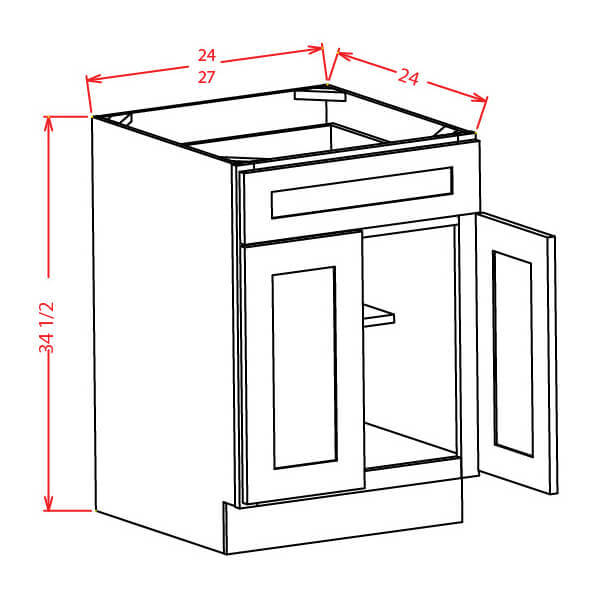 Shaker Gray Kitchen Base Cabinet 27″