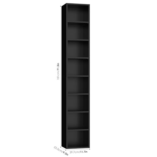 8-Tier Media Tower Rack.6 X 9.3 X 70.9 Inches CD DVD Slim Storage 1 Black