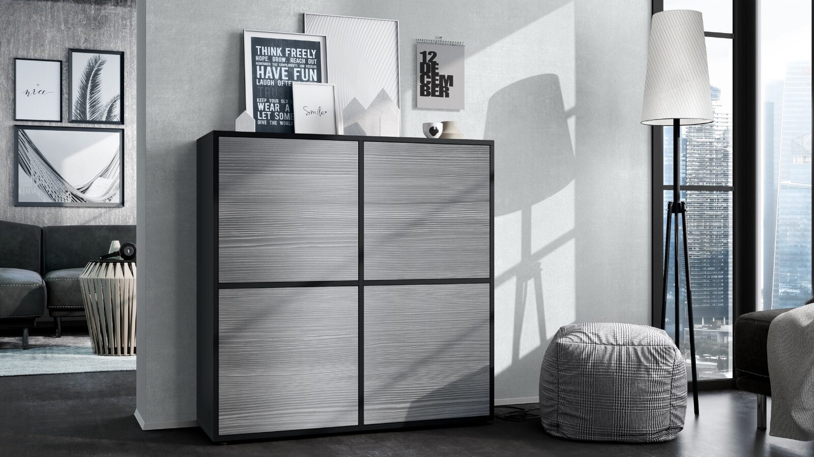 Modern European Storage Cabinet “Cuba V2 ” in Black Matt