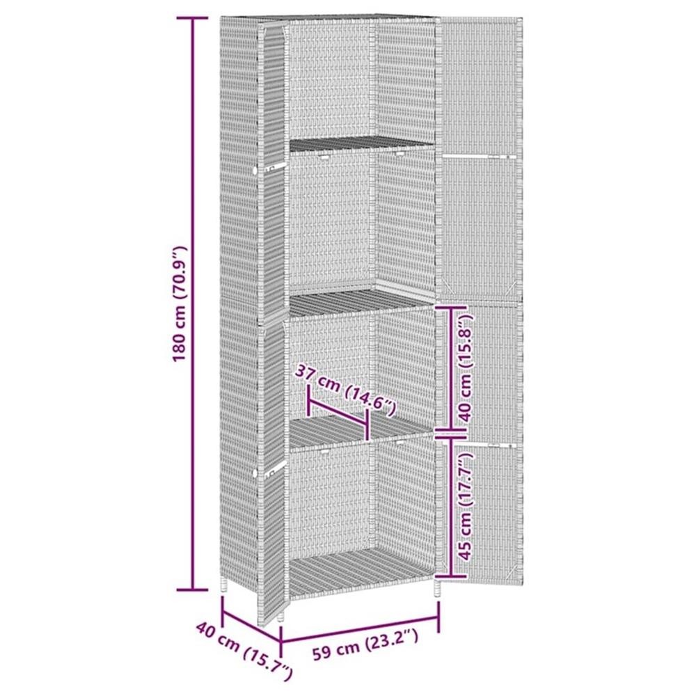 Bowery Hill Contemporary Rattan Garden Storage Cabinet in Black
