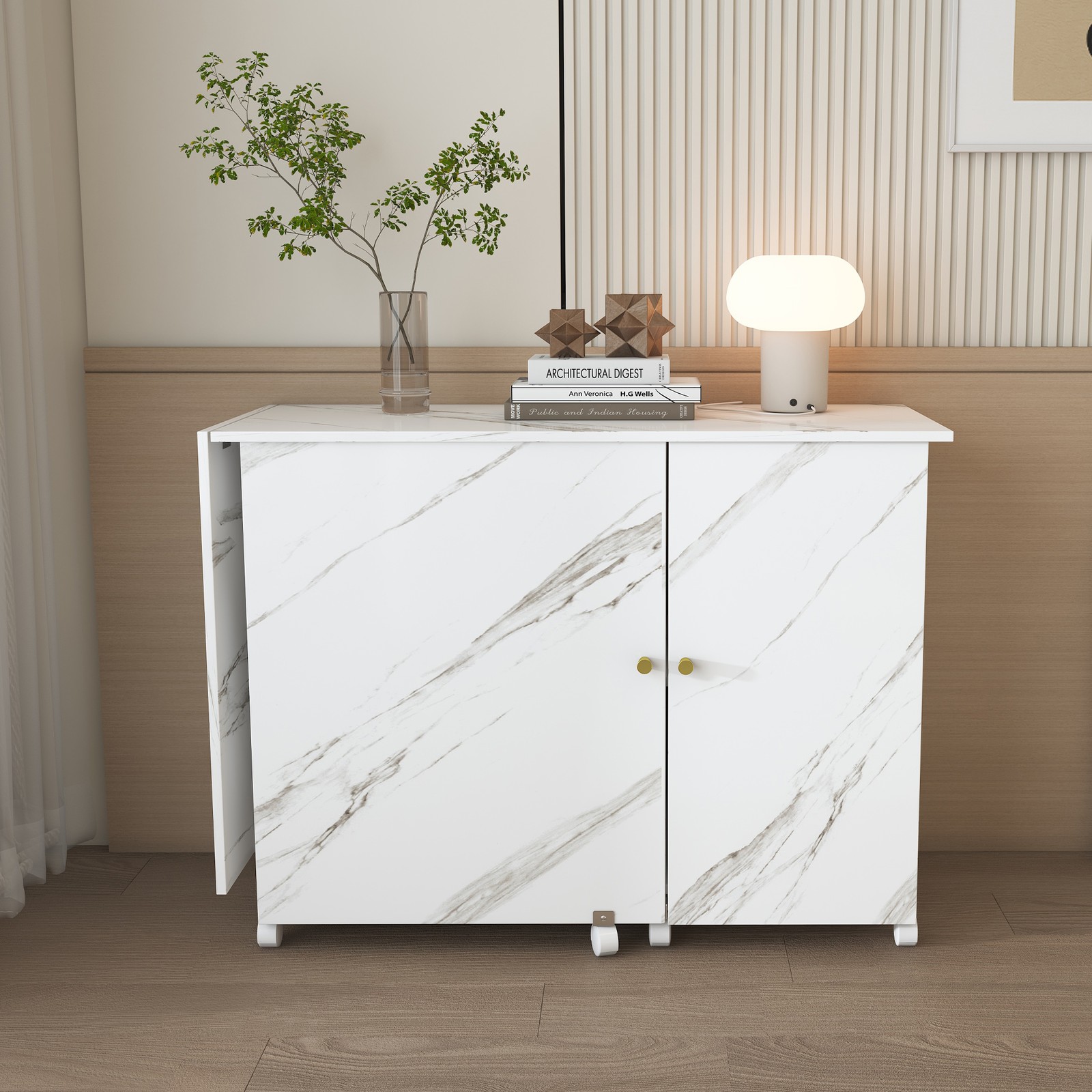 Foldable Sewing Machine Table,Adjustable Sewing Storage Cabinet with Shelves