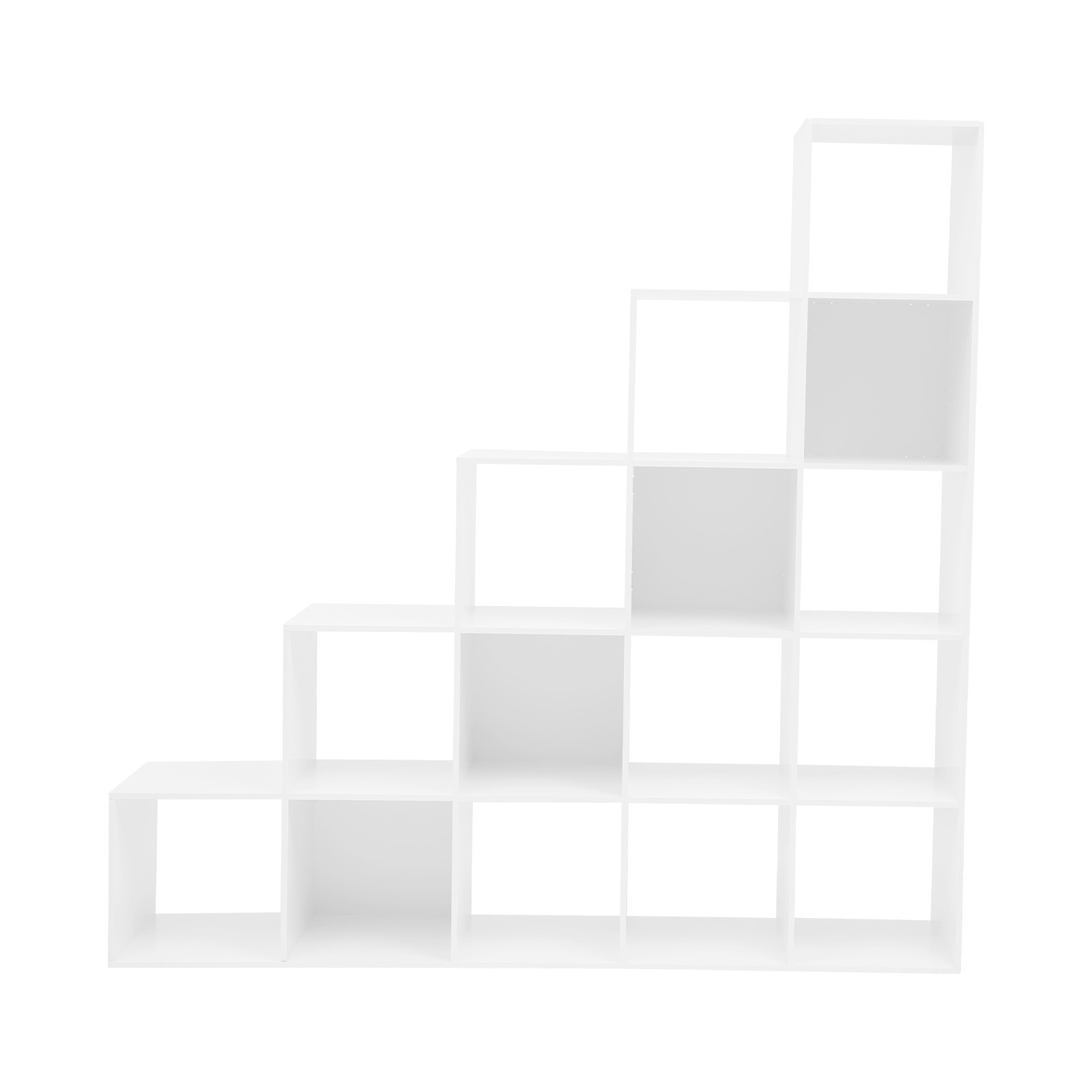 White Ladder Cube Storage Bookcase, L-Shaped Corner Shelf, 15-Cube Organizer