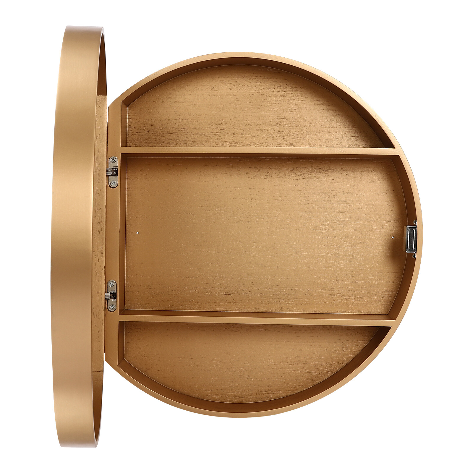 Round Gold Bathroom Mirror Cabinet Wall-mounted Organizer Makeup Mirror Cabinet