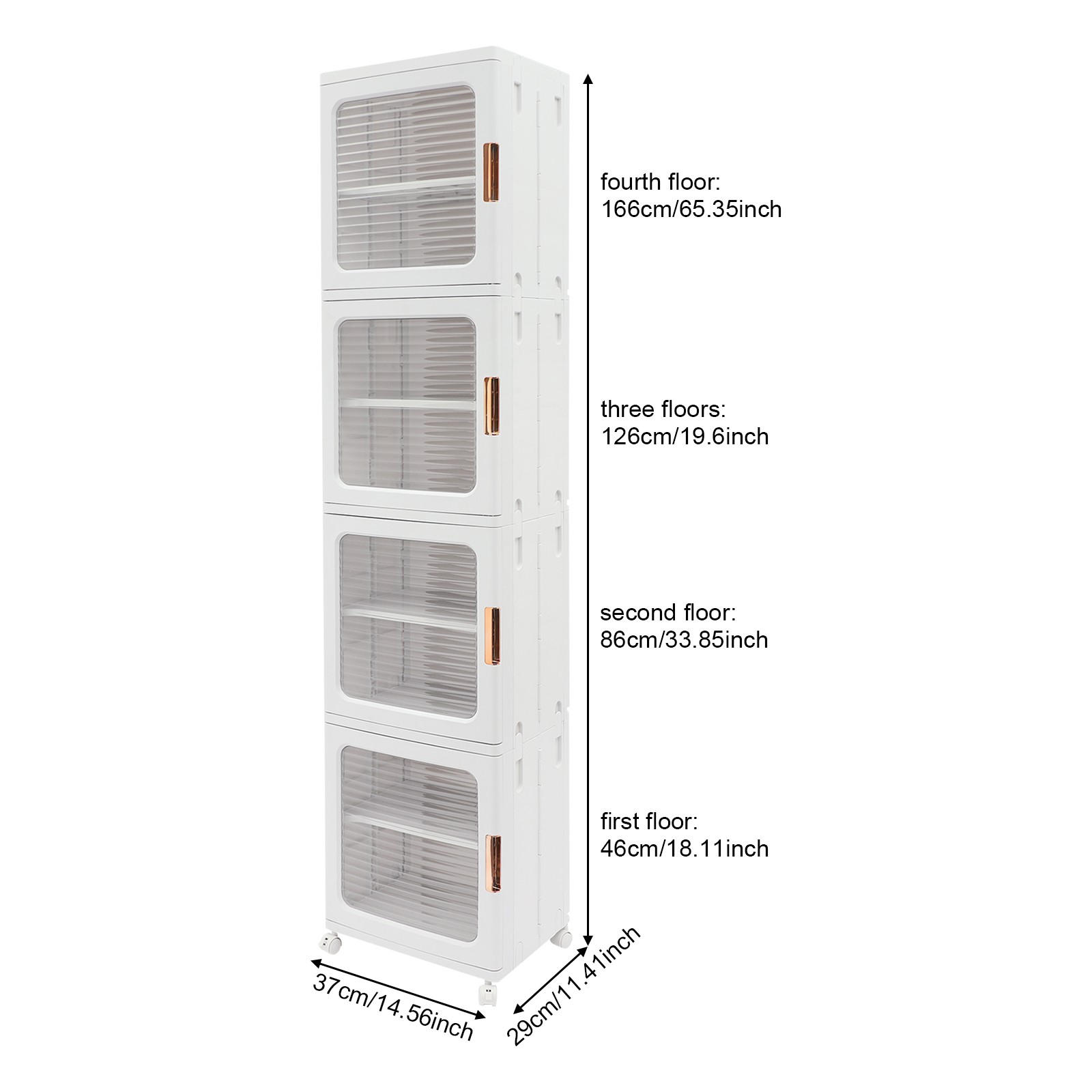 4-Tier Tall Narrow Storage Cabinet Organizer, Slim Bathroom Cabinets with Doors