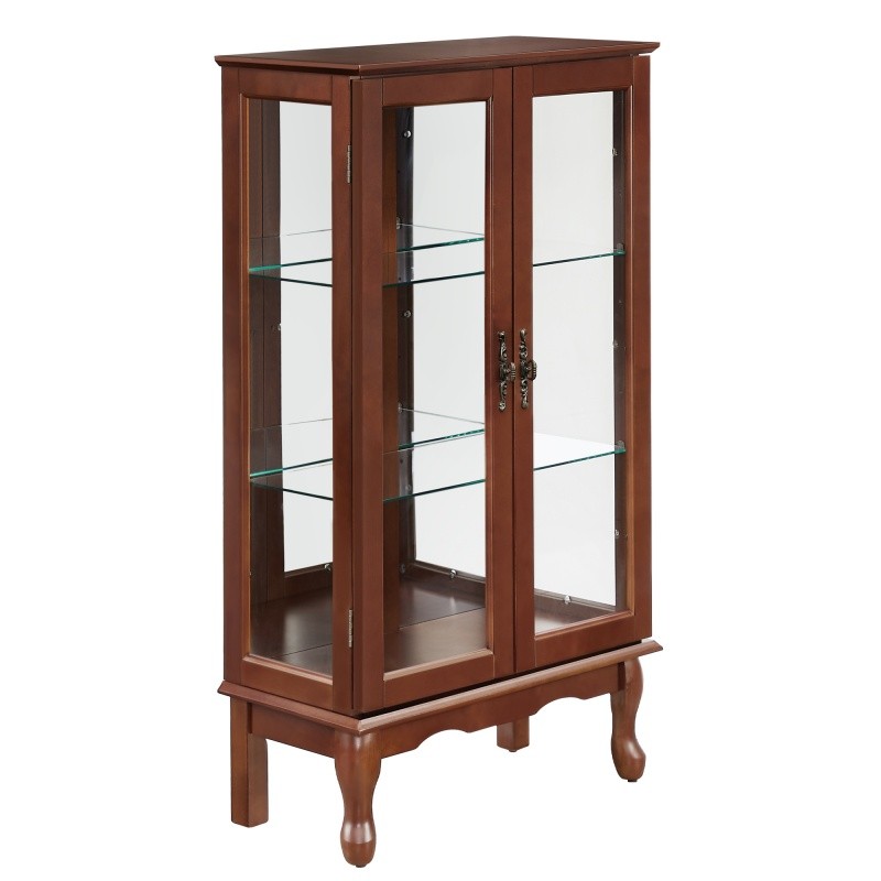 Curio Cabinet Lighted Curio Diapaly Cabinet w/Adjustable Shelves & Glass Doors