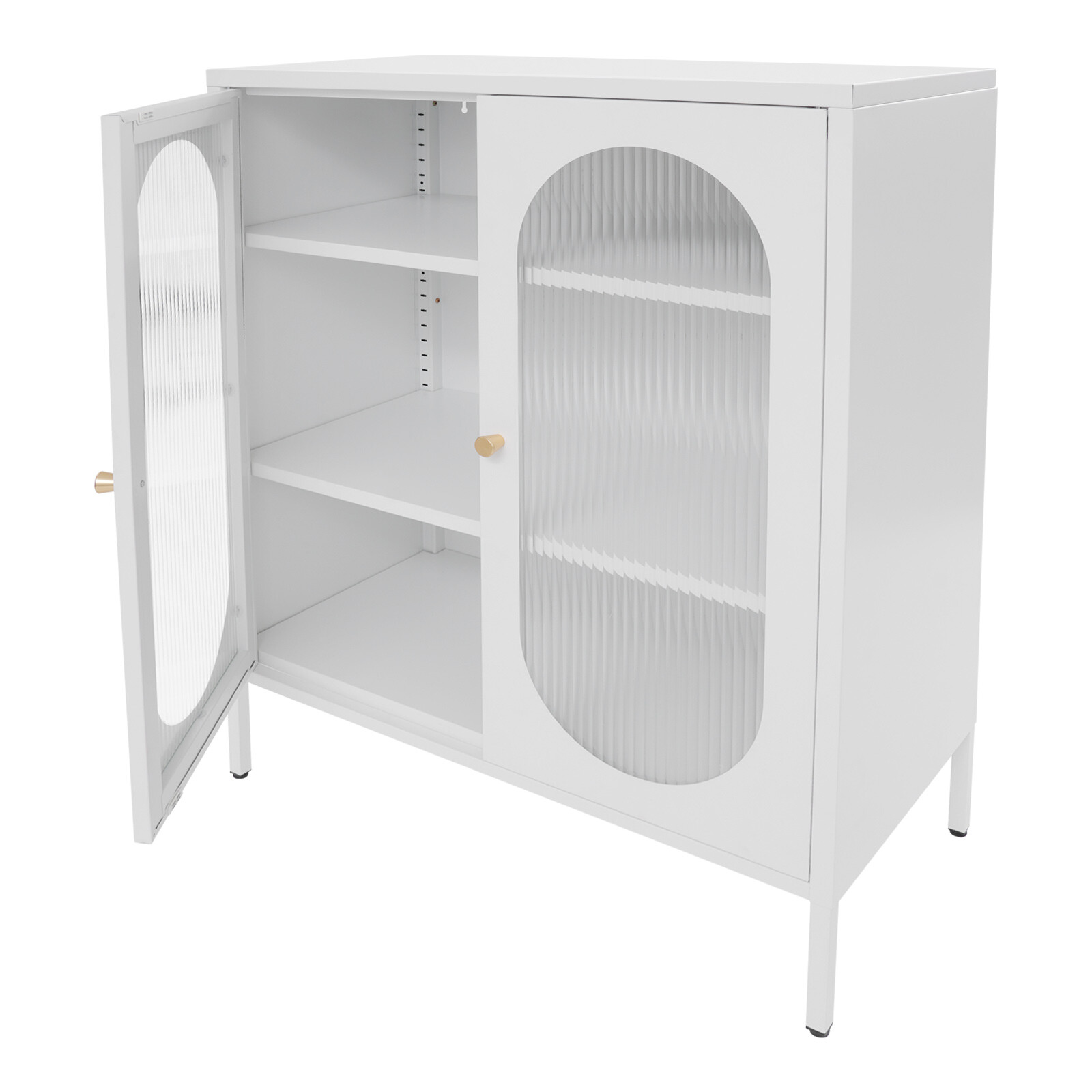 Accent Display Storage Cabinet w /2 Glass Door for Living Room White 80*40*102cm