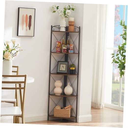 Corner Cabinet, Tall Storage Shelf, Bookshelf Display Shelves Rack for Living